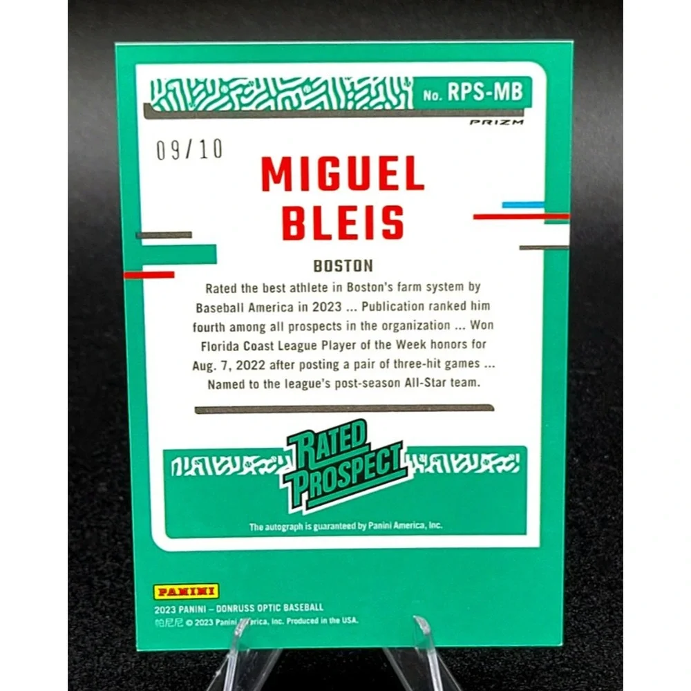 2023 Miguel Bleis RC Auto's all /10 Boston Red Sox Top Prospect